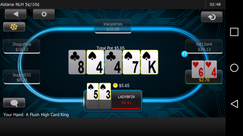 Screenshot of 888's Mobile Poker App