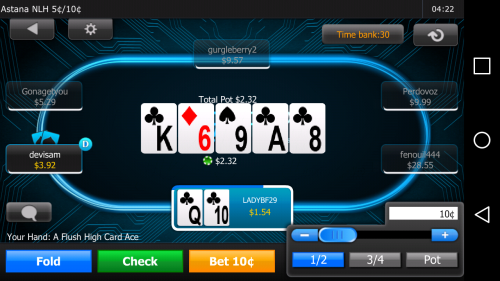 Screenshot of 888's Mobile Poker App